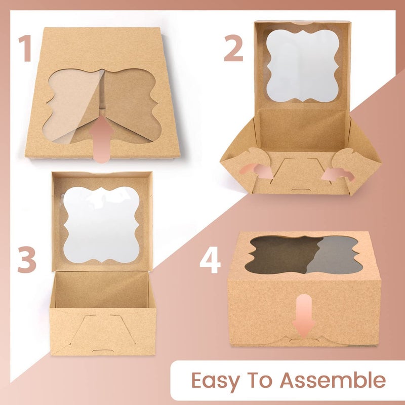 Leafiew 20 Pack Cookie Boxes for Gift Giving â€“ 6X6X3 Inches Bakery Boxes with Window - Extra Thick Small Cookie Containers for Treats, Desserts, Strawberries, Cupcakes, Candy, Charcuterie, Baked Goods, Pastry - Image 3